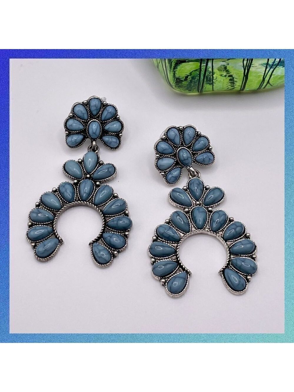 Western Boho Style Silver Concho Naja Earrings #872